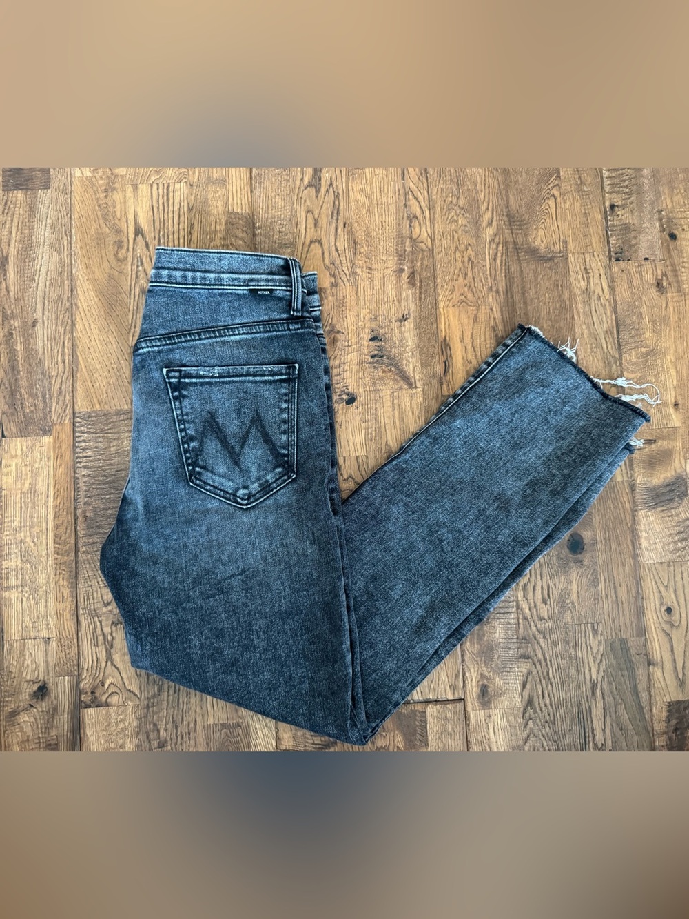MOTHER High Waisted Rascal Ankle Snippet‎ Train Stops Jeans Black Size 29 B